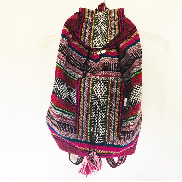 Artesanias FABIAN Handbags - BOHO Hippie Woven Backpack Baja Stripe